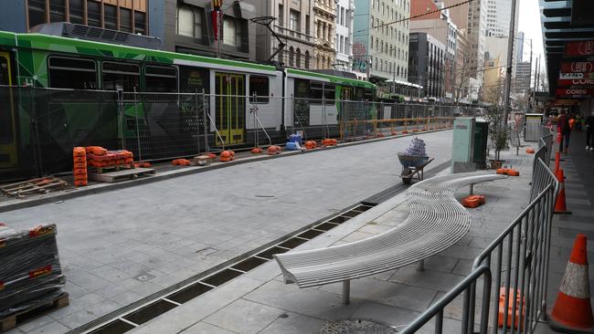 The bottom end of Elizabeth Street was refurbished, with one side closed to traffic. Picture: David Crosling