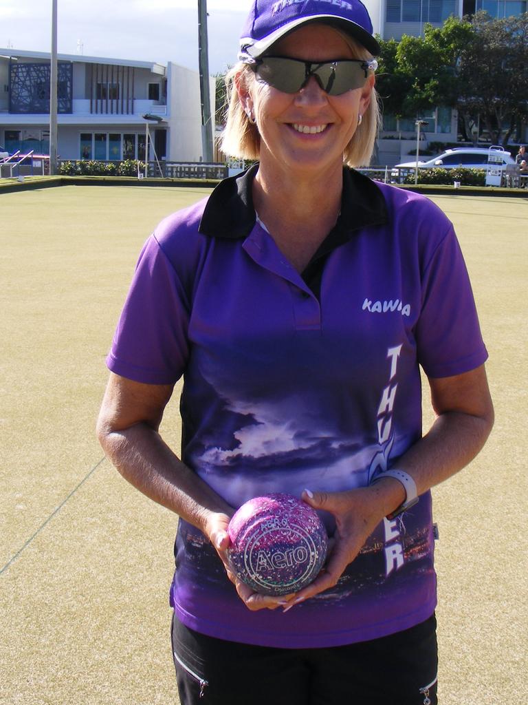 Julie Keegan celebrates being crowned the 2021 Sunshine Coast singles champion. Picture: Contributed