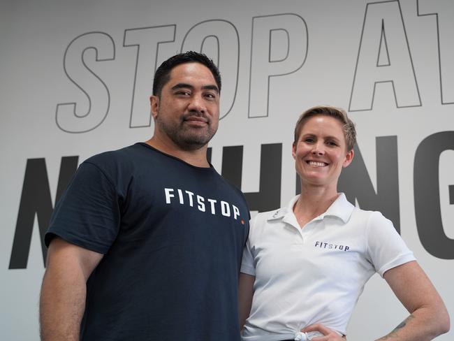 Fitstop Rural View owners Jerome and Tegan Iakimo at the opening of their new gym on Saturday April 10, 2021. Picture: Heidi Petith