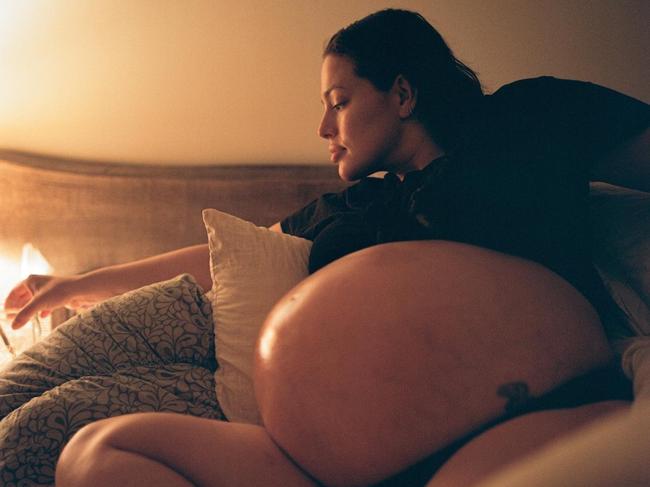 She posed for snaps in her bedroom at home as she waits to go into labour. Picture: Instagram