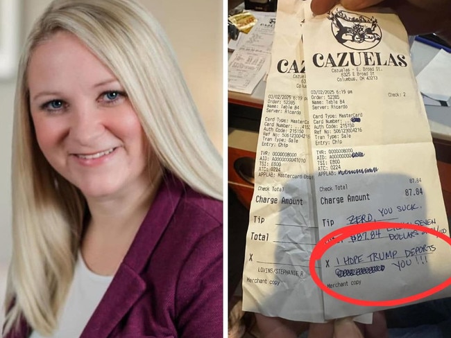 A woman has been fired from her job for leaving a nasty 'tip' on a bill at a Mexican restaurant. Picture: Century 21/Cazuelas