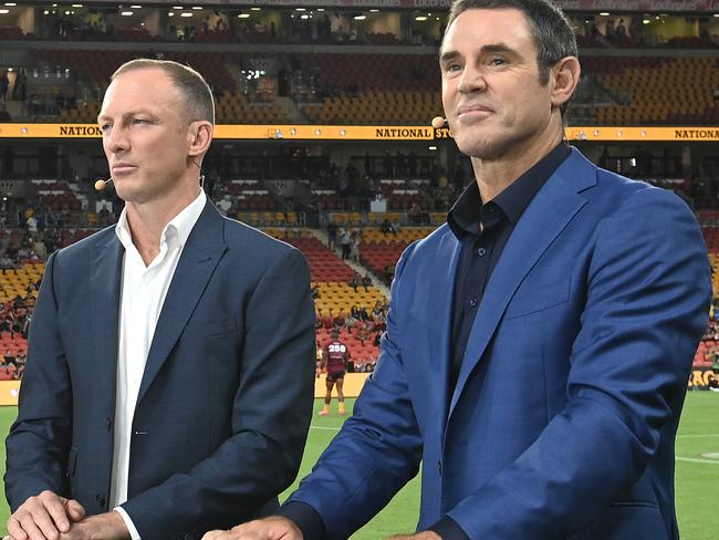 Origin foes Darren Lockyer and Brad Fittler.