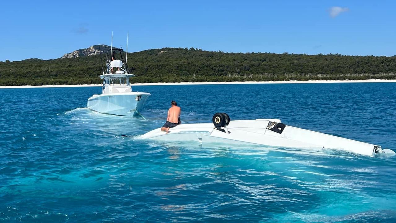 The seaplane flipped before nosediving into waters off Whitsunday Island in Queensland. Picture: Supplied