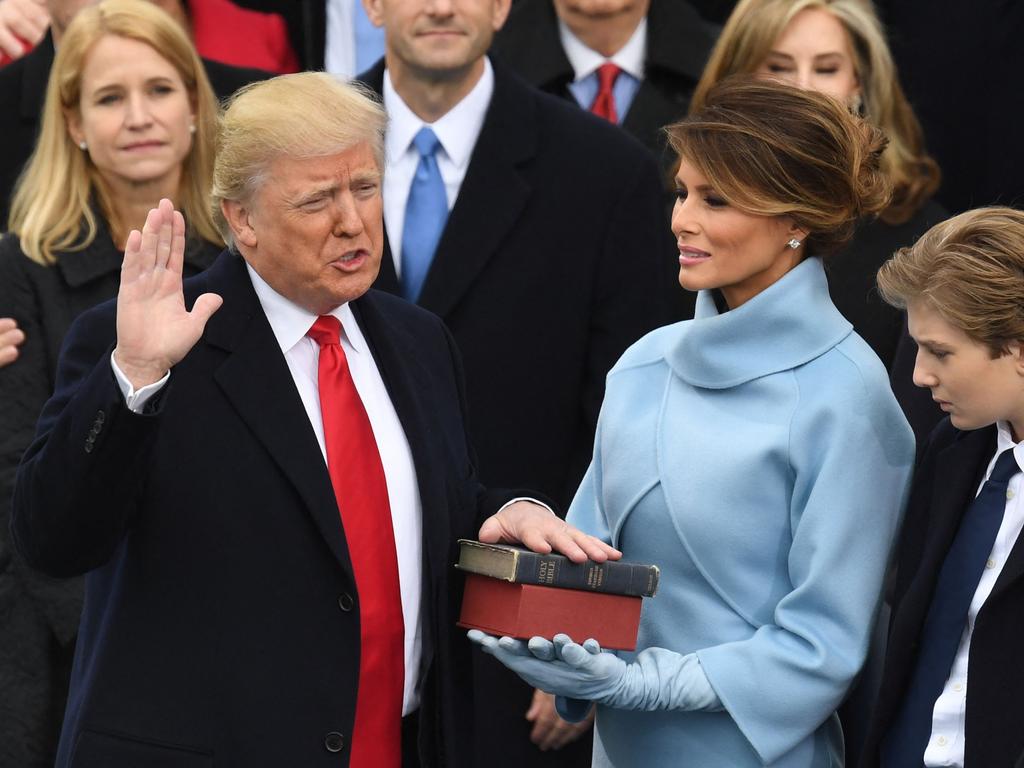 Trump did place his hand on a stack of Bibles during his 2017 inauguration. Picture: Mark Ralston / AFP