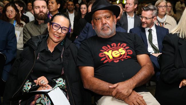 Indigenous Australians Minister Linda Burney and Noel Pearson at the launch of the Qantas 'Yes' Campaign. Picture: NCA Newswire / Gaye Gerard