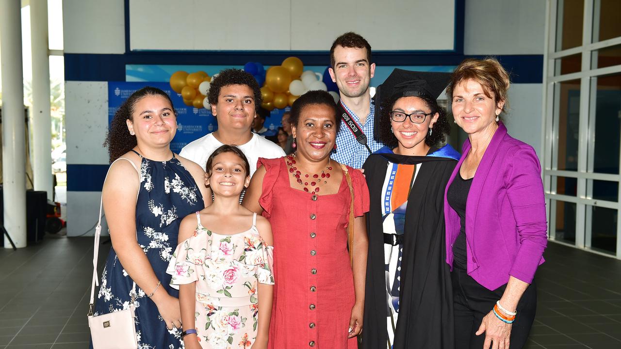 Mararet Vance, Juliette Vance, Jonathan Vance, Rachel Vance, Michelle Vance, Patrick Barbour and Shalyn Vance. JCU graduation ceremony for College of Public Health, Medical and Veterinary Sciences and College of Medicine and Dentistry. Picture: Shae Beplate.