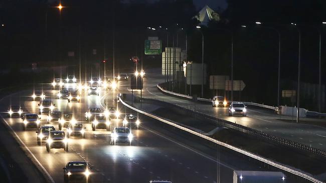 Traffic gets busy on the M1 at Upper Coomera by 4.30am as tradies head off to work. Picture Glenn Hampson.