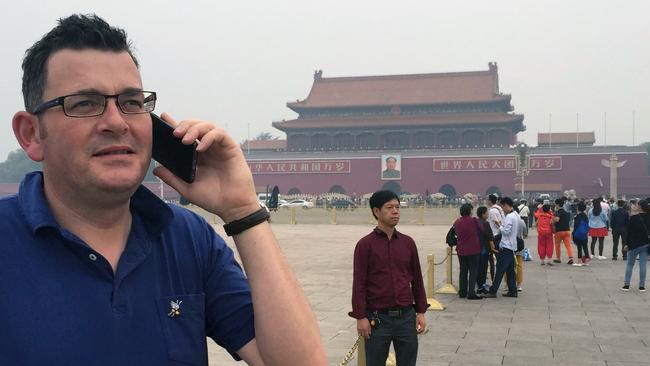 Victorian Premier Daniel Andrews at Tiananmen Square in Beijing.