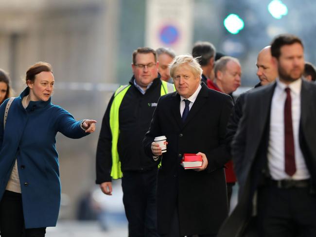 British Prime Minister Boris Johnson visits the scene of the London Bridge stabbing. Picture: AFP