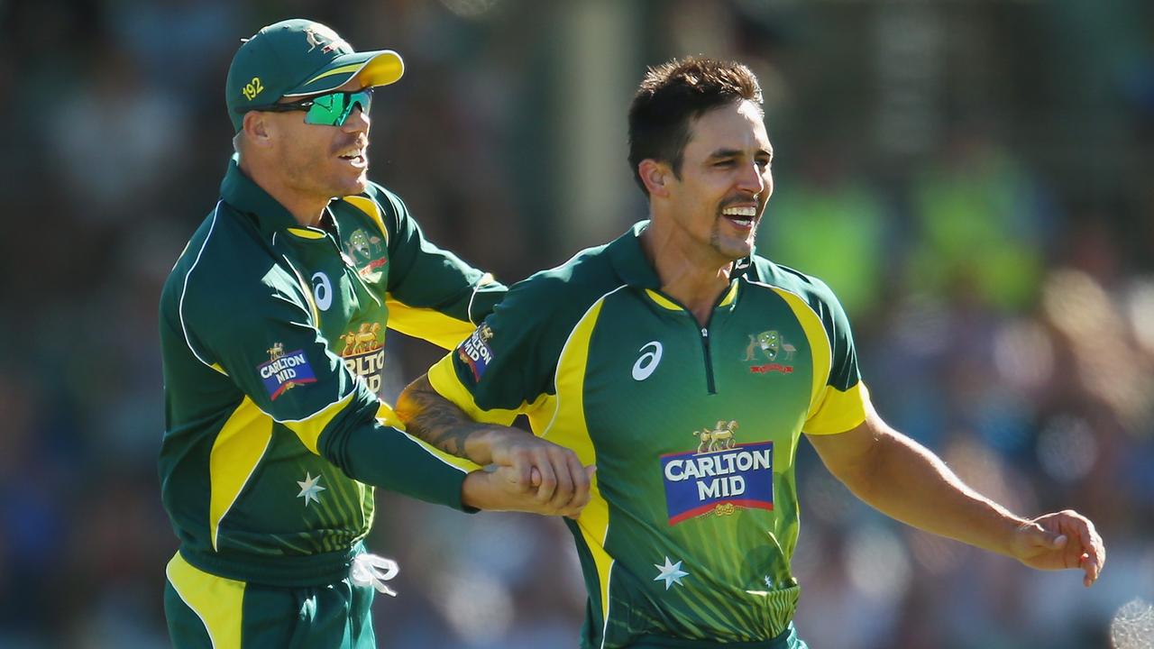 Mitchell Johnson and David Warner’s feud hardly compares to the Marsh-Lillee-Hughes affair. Picture: Getty Images