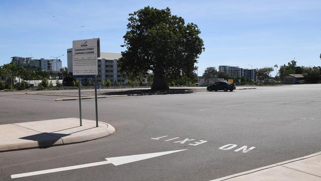 THe Cavenagh St car park has now officially closed to the public to make way for Charles Darwin University’s $430 million CBD campus development. Picture Katrina Bridgeford.