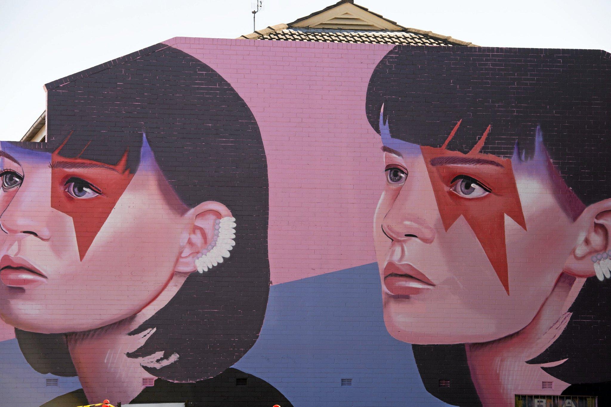 Adelaide's Lisa King has painted this Bowen St wall for First Coat, Monday, May 30, 2016. Picture: Kevin Farmer