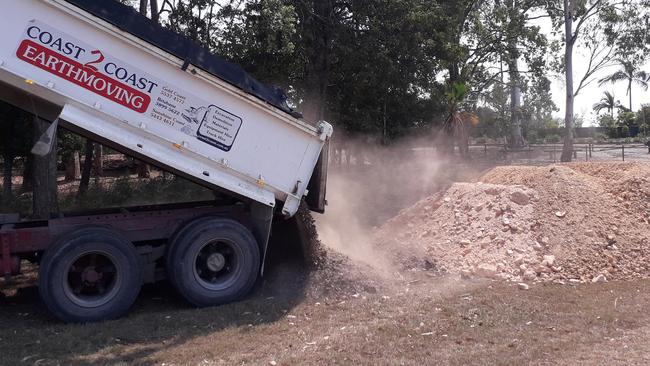 Dirt has been dropped off at Nerang State High School for the construction of the new mountain bike track.