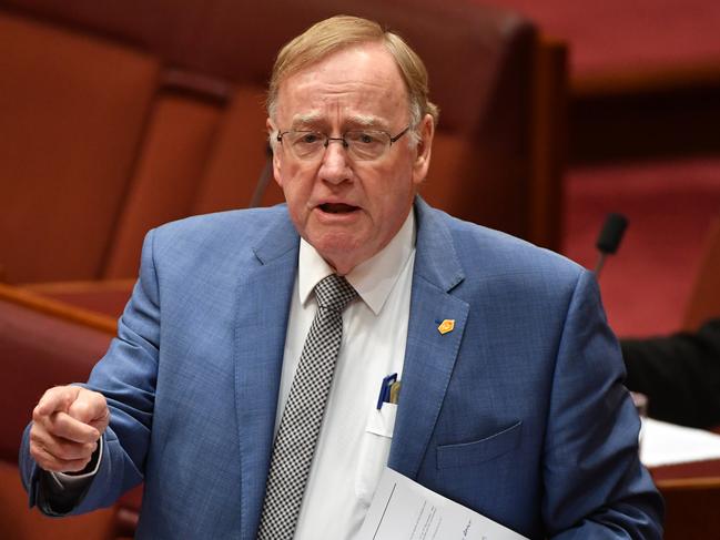 Liberal Senator Ian Macdonald after Question Time in the Senate chamber at Parliament House in Canberra, Thursday, September 14, 2017. (AAP Image/Mick Tsikas) NO ARCHIVING