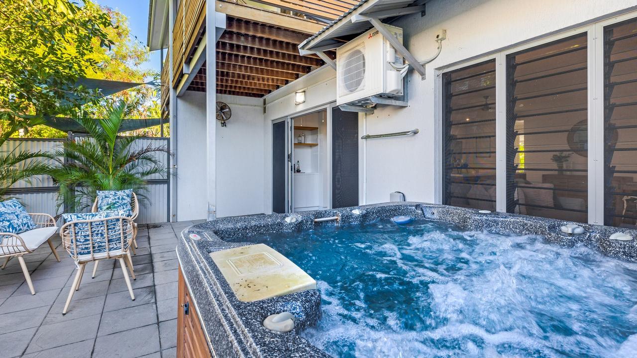 There is a spa in the private courtyard. Picture: Supplied