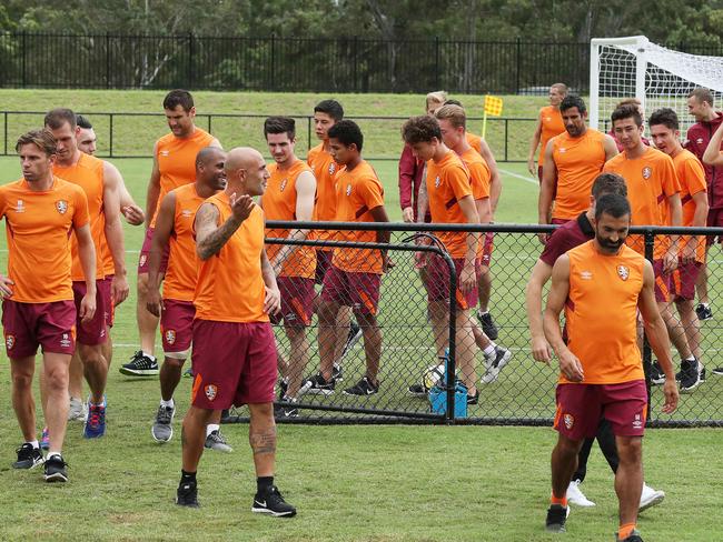 Brisbane Roar players at their new training base.