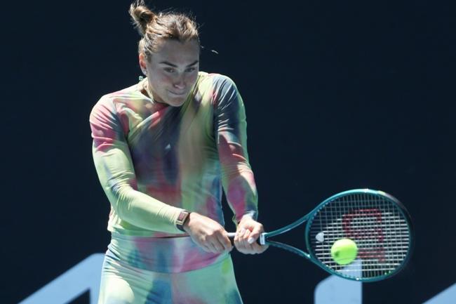 Aryna Sabalenka practises at Melbourne Park ahead of Saturday's singles final against Madison Keys