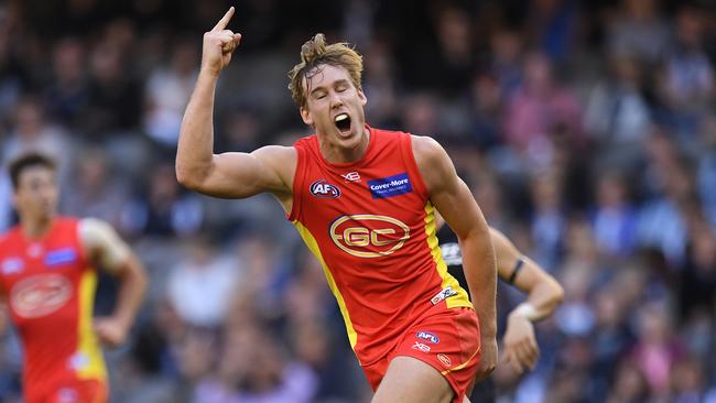 Gold Coast’s Tom Lynch kicked eight goals against Carlton.