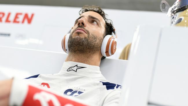 SAO PAULO, BRAZIL – NOVEMBER 03: Daniel Ricciardo of Australia and Scuderia AlphaTauri prepares to drive in the garage during qualifying ahead of the F1 Grand Prix of Brazil at Autodromo Jose Carlos Pace on November 03, 2023 in Sao Paulo, Brazil. (Photo by Rudy Carezzevoli/Getty Images)