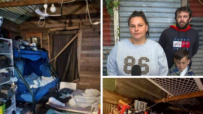 The family has been forced to live in a shed