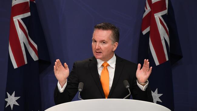 Shadow Treasurer Chris Bowen at a press conference in Sydney on Wednesday. Picture: AAP