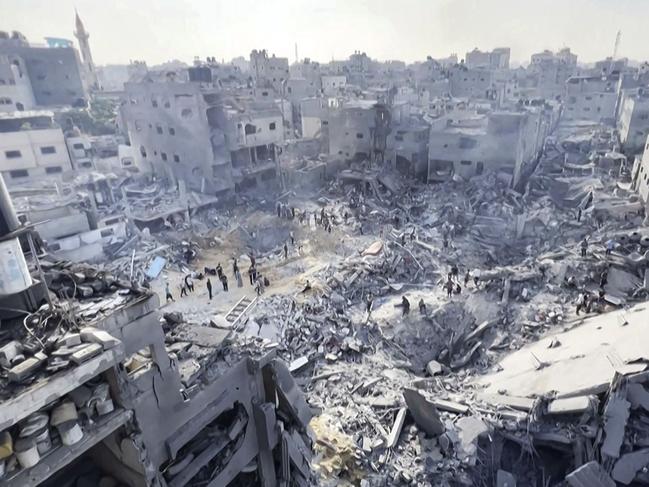 The destruction in the aftermath of an Israeli strike on the Jabalia refugee camp in the Gaza Strip. Picture: AFP