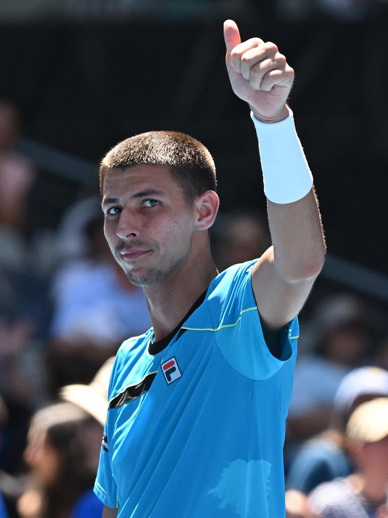 Australian Alexei Popyrin defeated fellow Aussie Marc Polmans on Monday. Picture: Morgan Hancock/Getty Images