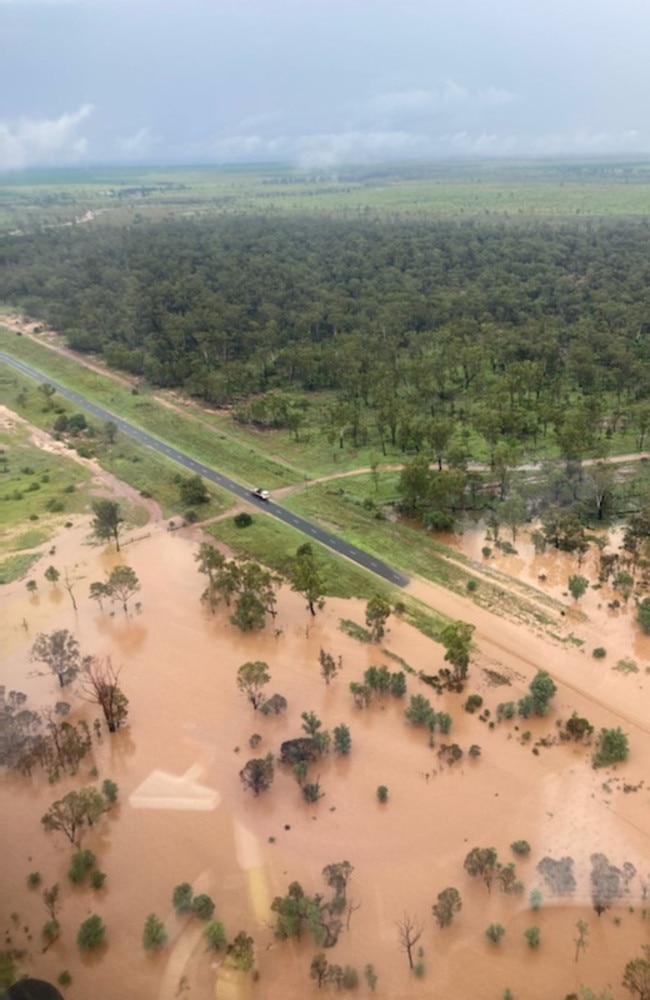 Flash flooding near Clermont made it difficult for RACQ CQ Rescue crews to perform a rescue on the Gregory Development Rd about 120km north of Clermont on Thursday. Picture: RACQ CQ Rescue