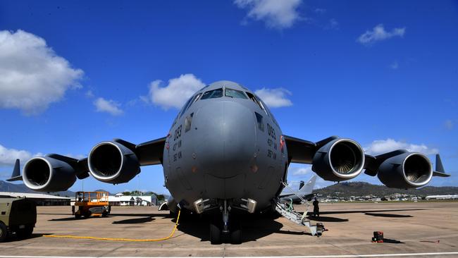 A USAF C-17 Globemaster at RAAF Base Townsville as part of Exercise Mobility Guardian. Picture: Evan Morgan