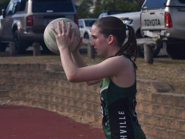 Action from Rockhampton Netball's annual Sullivan's Carnival at Jardine Park, Rockhampton, on May 24, 2025.