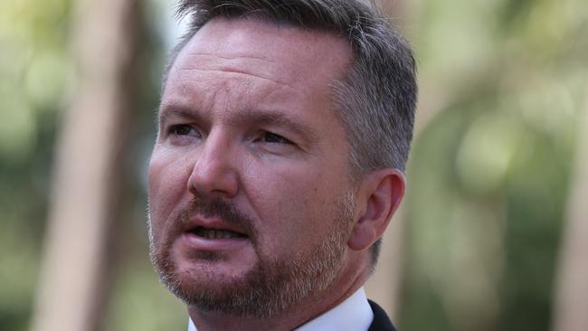 21/04/2016: Shadow Treasurer Chris Bowen speaking at a Labour press conference today at Mt Riverview. Labour announced measures to reduce aircraft noise over Badgerys Creek Airport. Jane Dempster/The Australian.