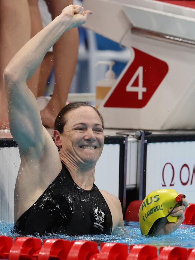 Cate Campbell after sealing relay gold. Picture: Getty Images