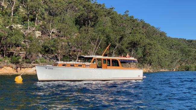 Halvorsen cruiser Kangaroo at Smiths Creek, on the Hawkesbury River north of Sydney.