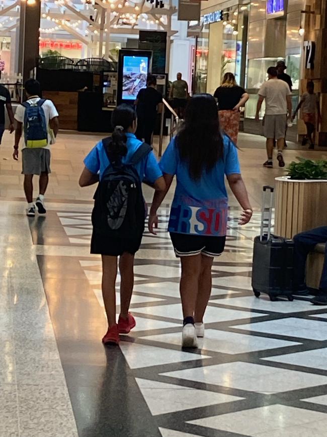 Sanderson middle school students at Casuarina Square on Monday afternoon