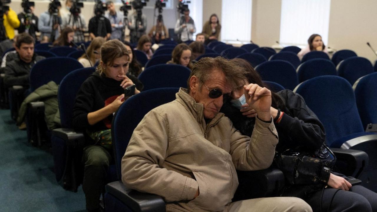 Penn was spotted in the audience at a press briefing at the Presidential Office in Kyiv on February 24. Picture: Ukrainian Presidential Press Service/Handout via REUTER