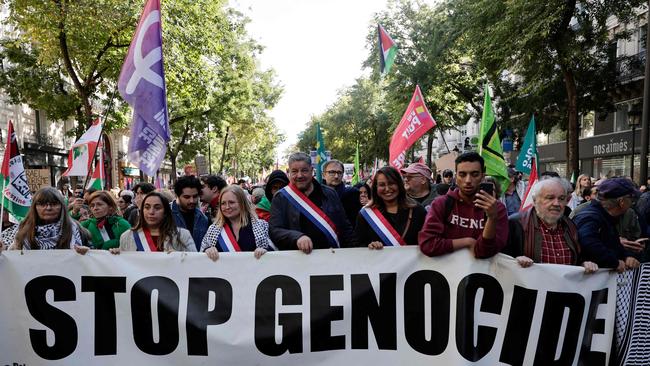 A rally ogarnised by France Palestine Solidarite in Paris on Saturday. Picture: AFP