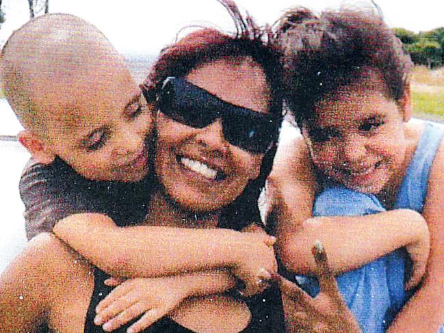 WARNING PLEASE CHECK WITH CATHY DAVIS ON ADELAIDE PICTURE DESK BEFORE SHOWING FACES. FUNERAL at Enfield Memorial Park for Adeline Yvette Rigney-Wilson aged 28 years(In white coffin), and her children Amber Rose Rigney aged 6 years(In purple coffin with butterflies) and Korey Lee Mitchell aged 5 years(In Sponge Bob Square Pants coffin), who were killed at Hillier in late May.