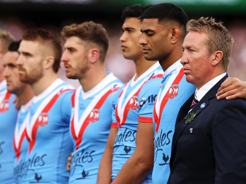 Roosters coach Trent Robinson (R) has a proven track record in keeping his roster fresh and competitive. Picture: Mark Kolbe/Getty Images