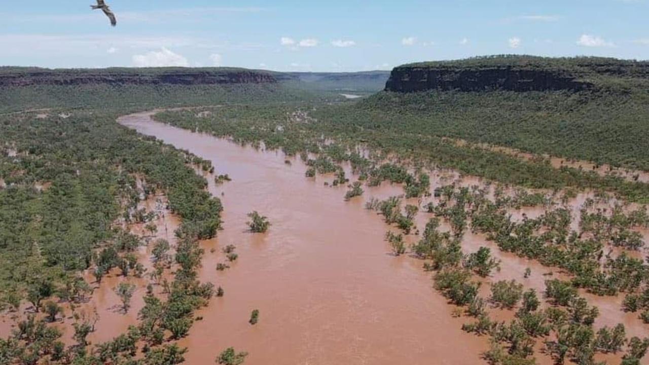 Victoria River has flooded forcing road closures and croc warnings. Picture: Supplied.