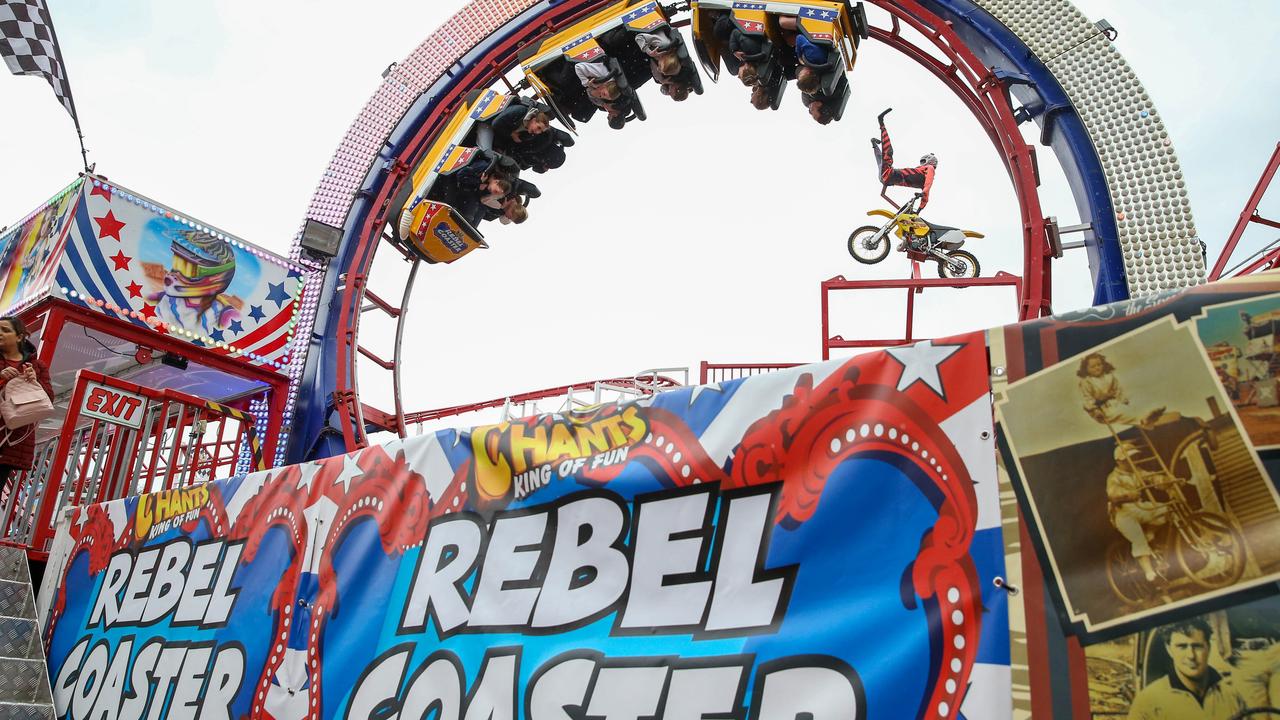 The Rebel Coaster ride at Melbourne. Picture: Brendan Beckett