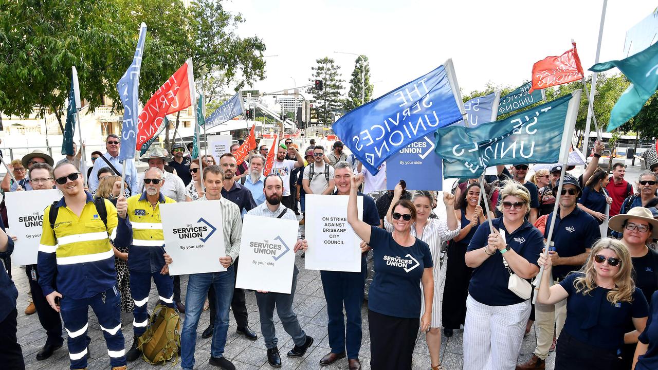 The Services Union members, including librarians, went on strike on Thursday before securing an eleventh-hour payrise from council. Picture: John Gass