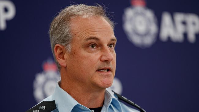 AFP Acting Superintendent Stuart Millen during a press conference after a Sydney man was charged over an alleged plot to import more than 250kg of pink cocaine. Picture: Nikki Short