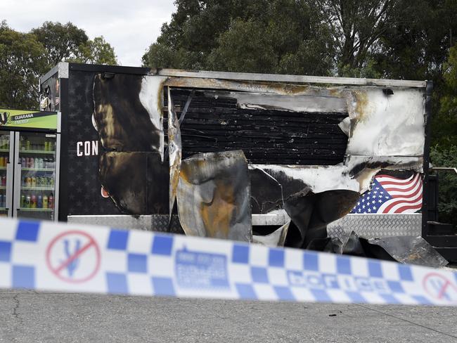 A tobacco shop on Bridgewater Rd, Craigieburn, that was destroyed in an overnight arson attack. Picture: Andrew Henshaw