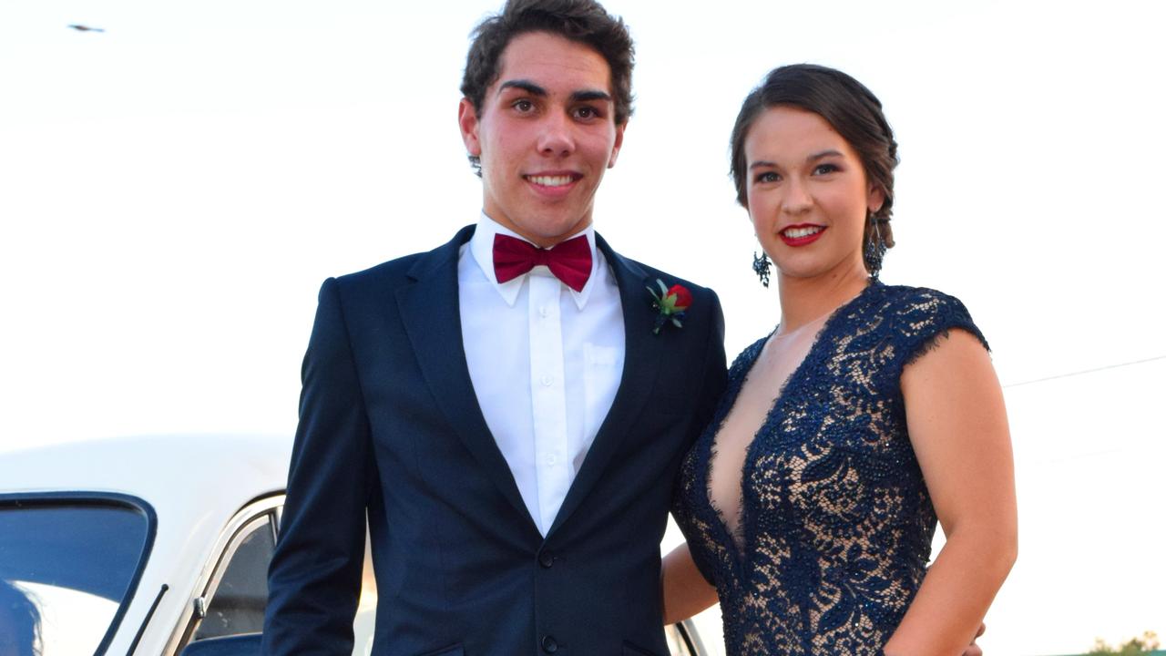 Ollie Peak and Colina Grant go for a classic look at the Roma State College formal. Photo Tom Gillespie / The Western Star