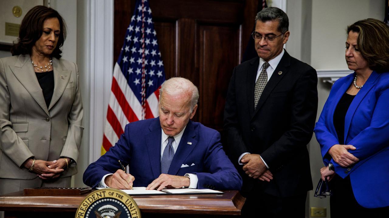 US President Joe Biden signs an executive order protecting access to reproductive health care services at the White House on July 8, 2022. Picture: Samuel Corum/AFP