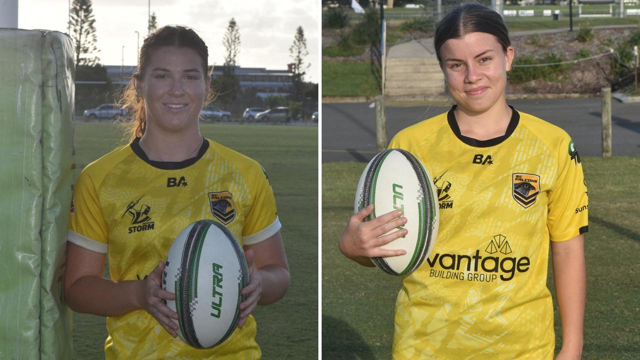 Sunshine Coast Falcons players Tilly Cason and Sarah McGuire.