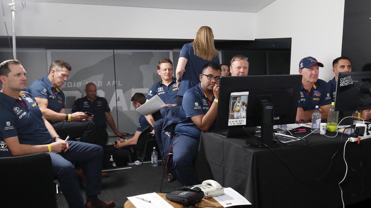 Adelaide’s recruiting team at last year’s draft in Melbourne. Picture: Dylan Burns/AFL Photos