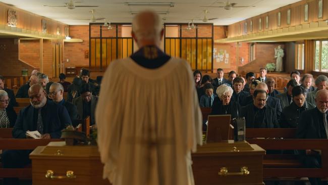 Camp Hill's Regina Caeli Catholic Church was used to film a funeral. Picture: Netflix.