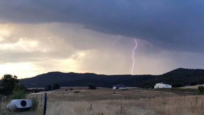 Lightning strike in the Southern Midlands. Picture: Jez Price