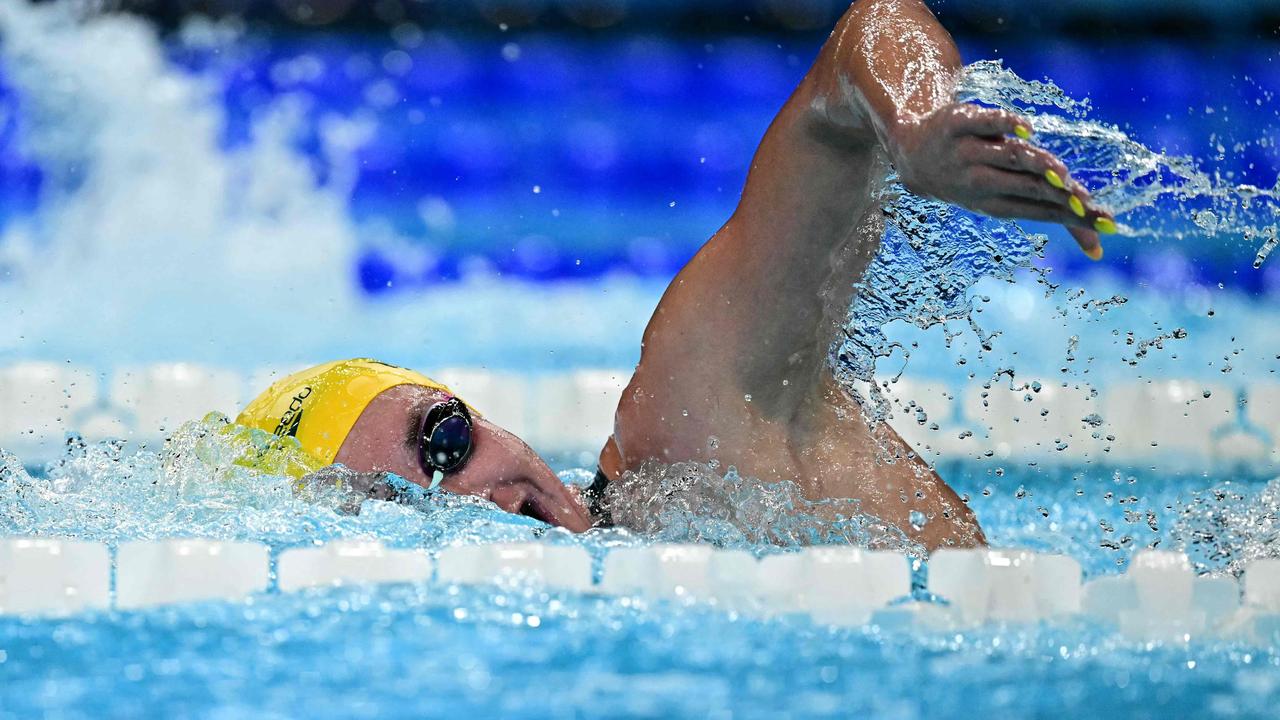 Ariarne Titmus in action in Paris. Picture: Manan Vatsyayana/AFP